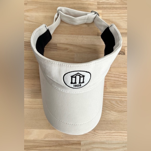 1908 Visor Hat White and Black Adjustable Buckle Back - Picture 2 of 6